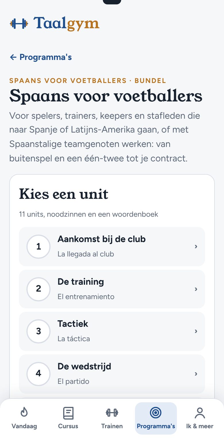 Zo ziet Spaans voor voetballers eruit in de app